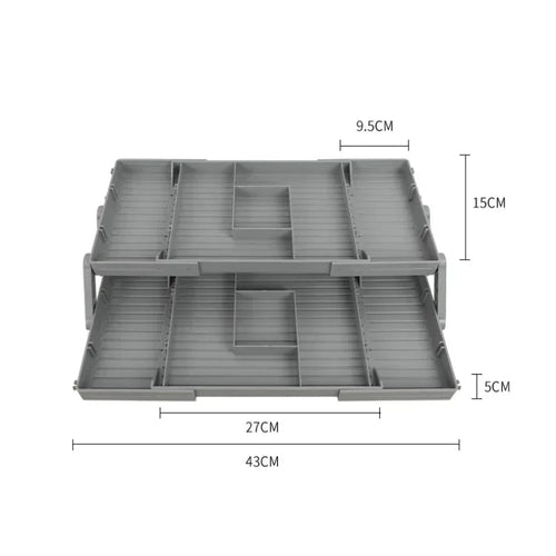 3 Tier Folding Drawer Organiser Expandable Multi-Layer Organiser Tray